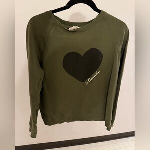 Sezane Khaki Heart Sweatshirt
